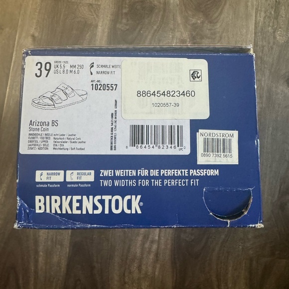 NEW in box. Birkenstock Arizona soft Footbed in Stone Coin, suede leather. 39 EU - Picture 6 of 9